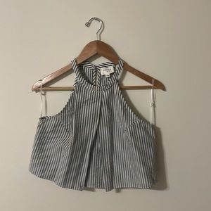 Striped high neck crop top